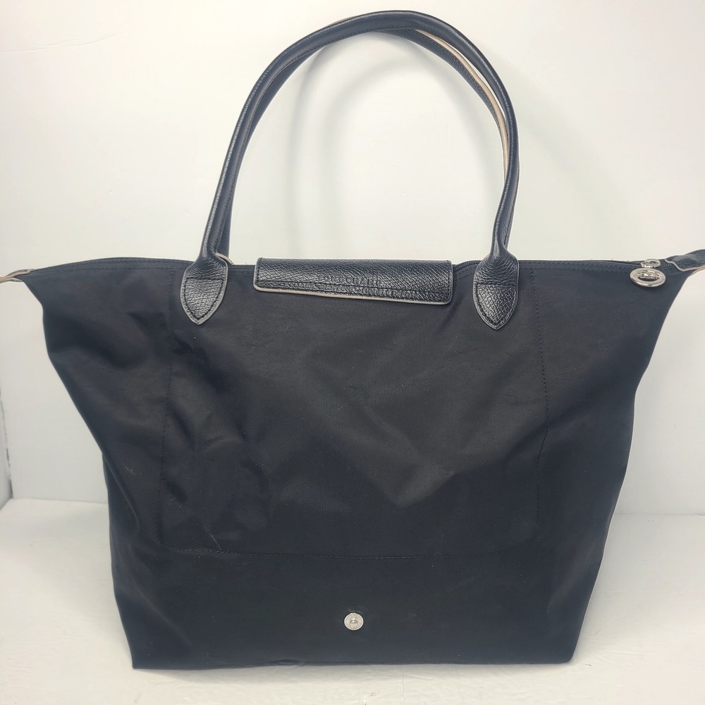 LONGCHAMP LE PLIAGE Tote Travel Shoulder Bag Nylon Embroided Handbag Black Large - Picture 5 of 11